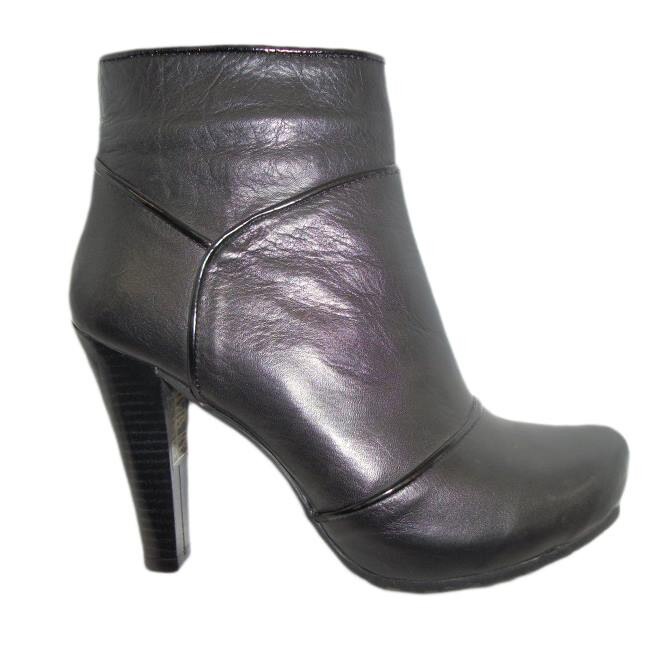 Botine cu varf rotund si fermuar lateral,D&J Exclusive, Negru