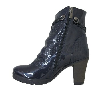 Botine casual din piele lacuita , D&J Exclusive, Albastru marin Botine casual din piele lacuita , D&J Exclusive, Albastru marin