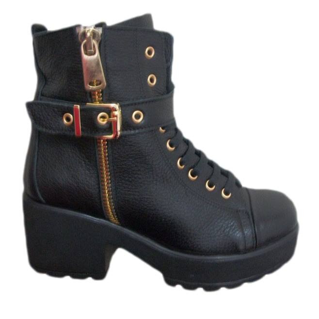 Ghete tineresti cu fermuare aurii , D&J Exclusive, Negru