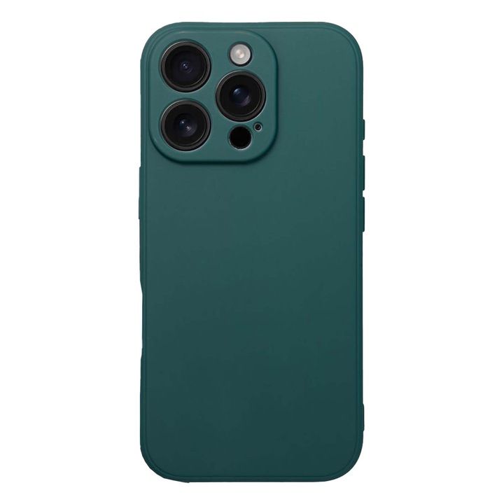 Калъф за телефон, съвместим с Apple iPhone 16 Pro, Viceversa, Colours Collection, Silicone, TPU, Dark Green