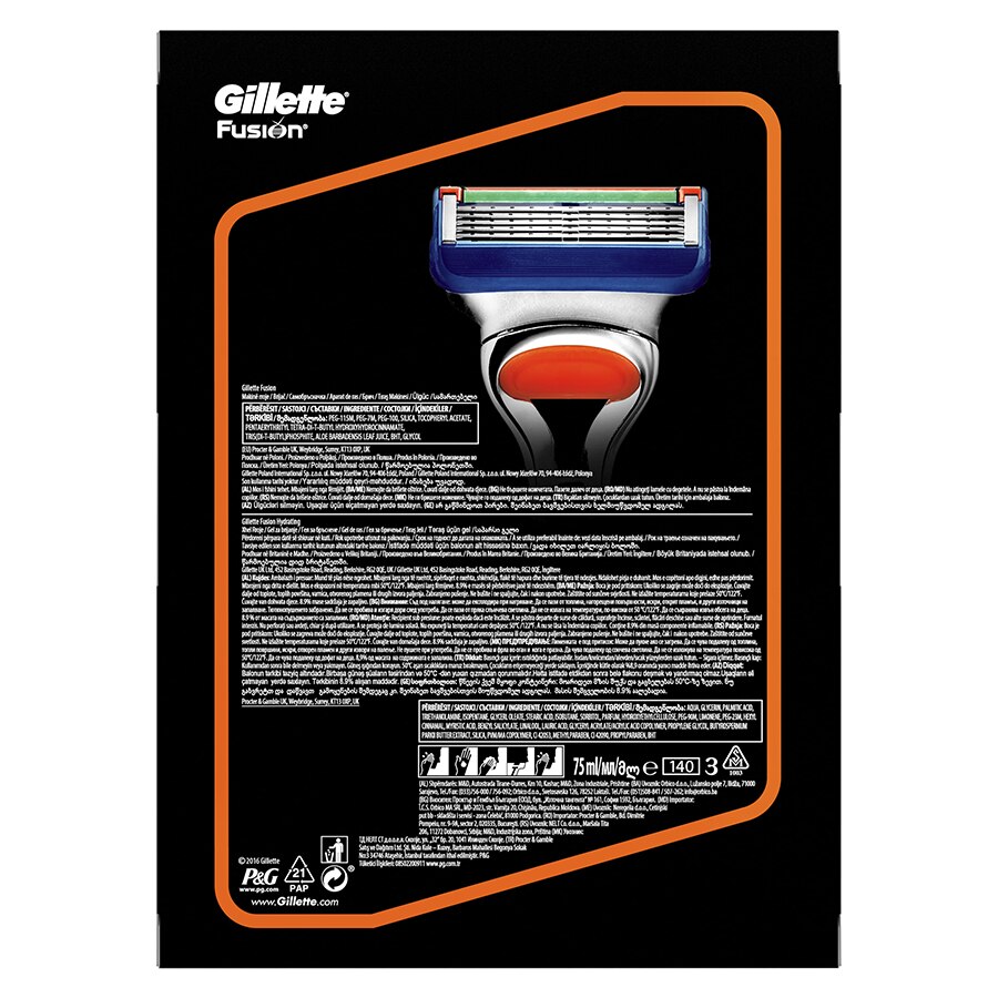 Подаръчен комплект Gillette Fusion: Самобръсначка Fusion + Гел за ...
