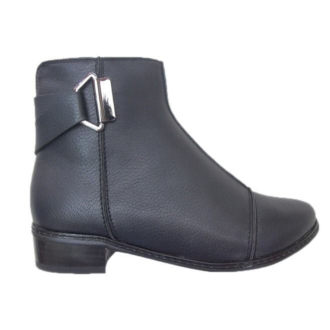 Botine cu varf usor alungit si design de cusaturi,D&J Exclusive, Albastru marin