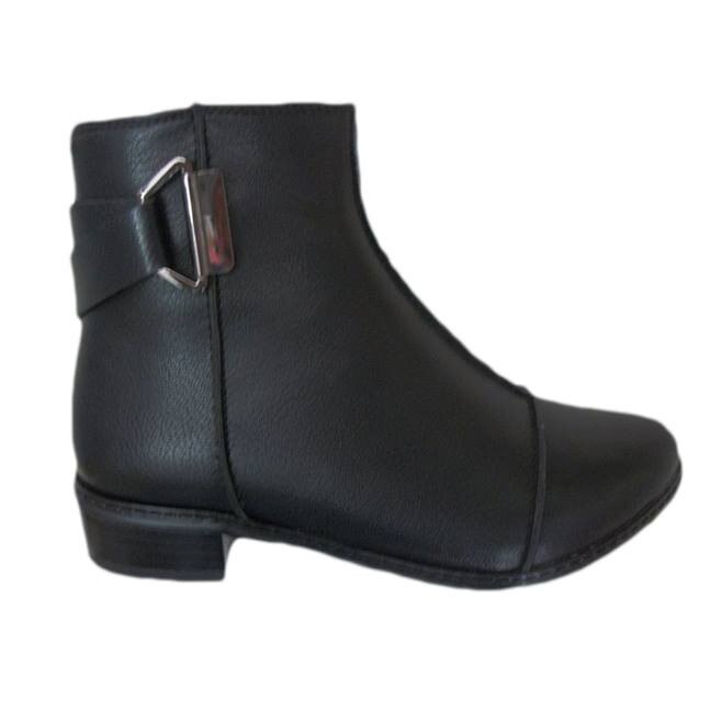 Botine cu varf usor alungit si design de cusaturi,D&J Exclusive, Negru