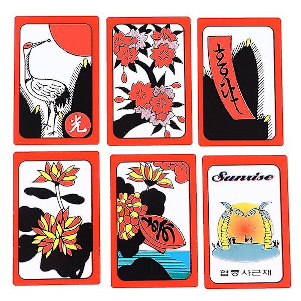 Set de carti de joc Mahjong Gostop Hanafuda, colorat, PVC