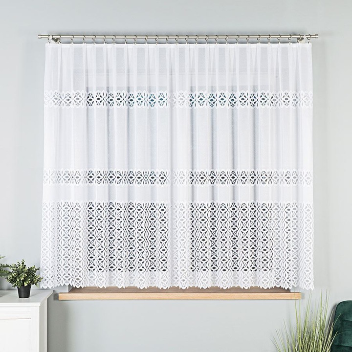 Perdea jacard, Gata de montat, Model Adrianna1, 300x160 cm, Markizeta, Alb