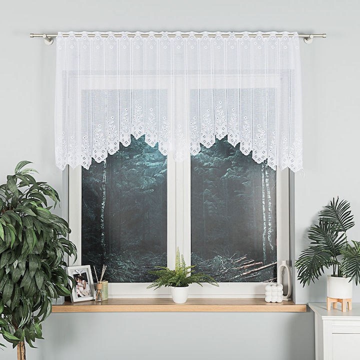 Жакардова завеса, Готова за монтаж, Модел Клементина, 200x80 см, Маркиза, Бяла