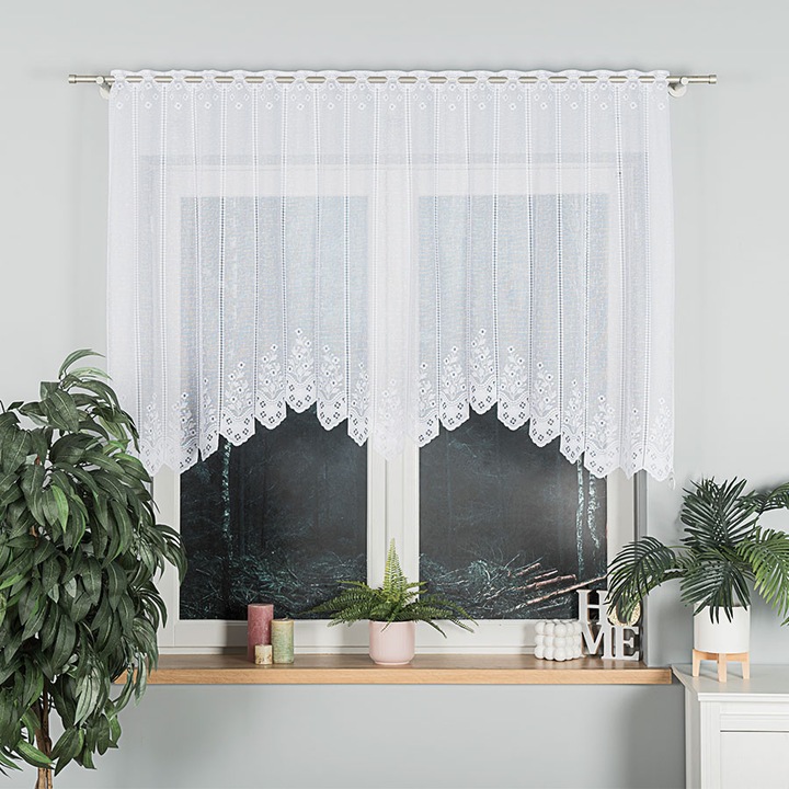 Жакардова завеса, Готова за монтаж, Модел Клементина, 200x120 см, Markizeta, Бяла