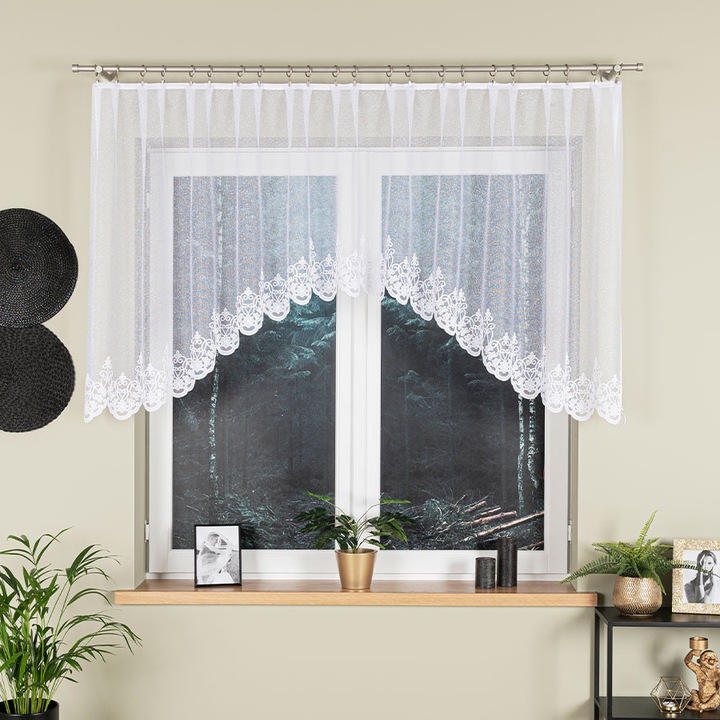 Жакардова завеса, Готова за монтаж, Модел Żaneta, 400x105 см, Маркиза, Бяла