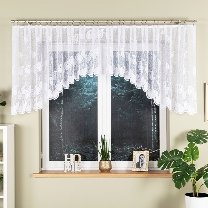 Завеса Markizeta, Жакард, Готова за монтаж, Модел Нора, 400x100 см, Бял