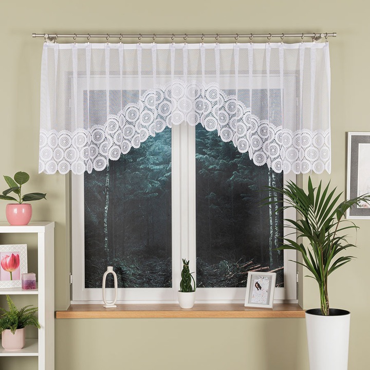 Жакардова завеса, Готова за монтаж, модел Малвина, 310x80 см, Маркиза, Бяла