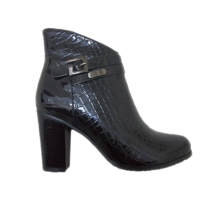 Botine din piele eco lacuite,D&J Exclusive,, Negru