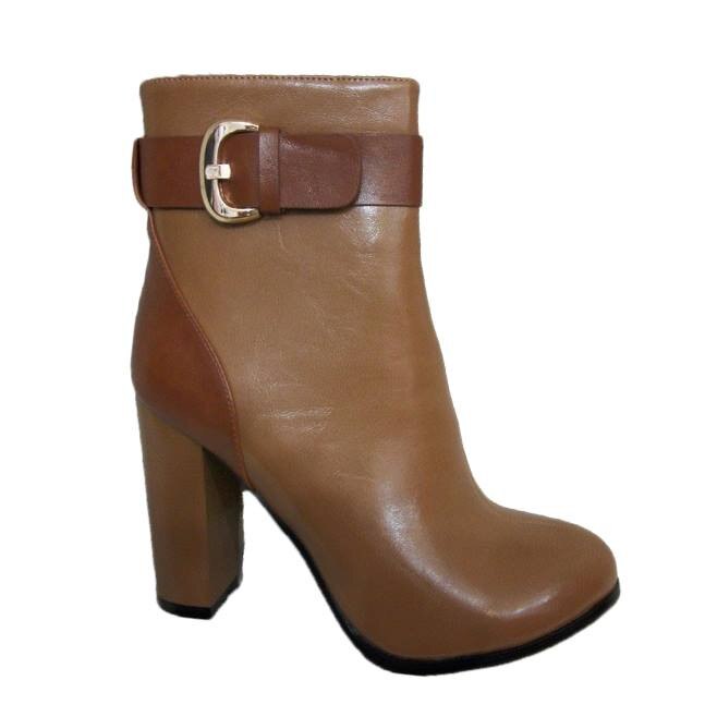 Botine bicolore cu toc inalt,D&J Exclusive, Maro