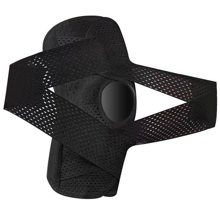 Suport genunchi sportiv profesional elastic cu gel patella negru