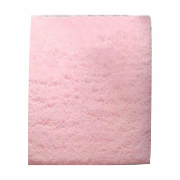 Covor mic pufos modern, negru, 20x20x4cm