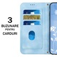 Husa tip carte pentru Xiaomi Redmi Note 13 Pro 5G, Mystic Flowers, Piele ecologica, Buzunare carduri, Inchidere cu capsa, Functie stand/suport, Decupaj difuzor apeluri, Acoperire 360, Protectie completa fata-spate, Snur incorporat/detasabil, Albastru