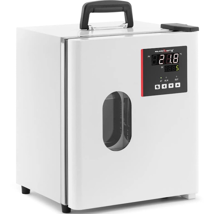 Incubator laborator, Steinberg Systems, Inox / Poliuretan, 12.8 L, 5-65°C, 28 x 31 x 38 cm, Alb