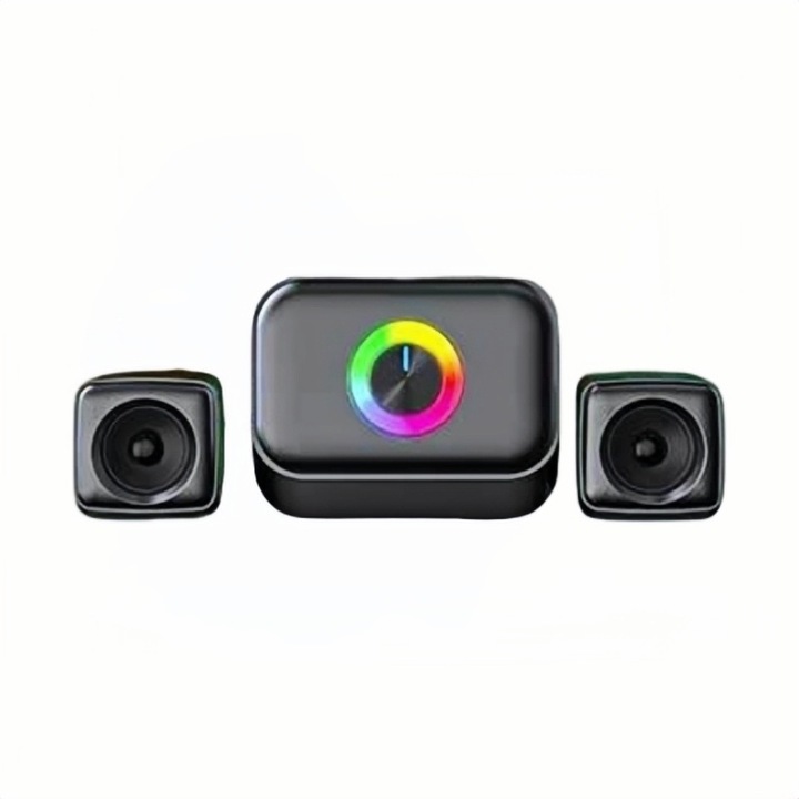 Számítógép hangszóró, mélynyomó, Bluetooth, RGB világítás, 2.1 sztereó, egyedi csatorna, jó játékpartner, fekete