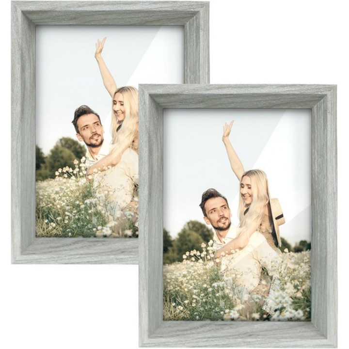 2 db képkeret készlet, MDF, szürke, 13x18, Sampsen