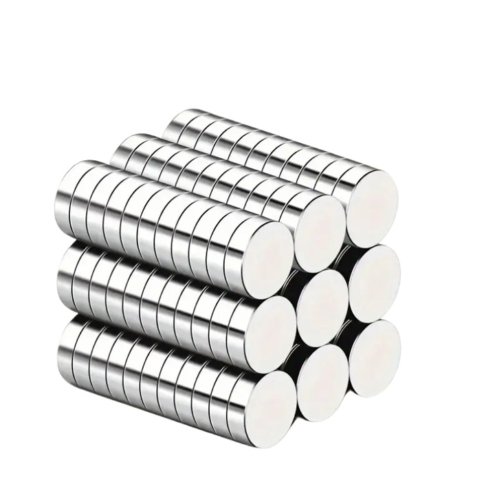 Комплект силни кръгли магнити Неодим 6х2 мм, сребро - 50 бр