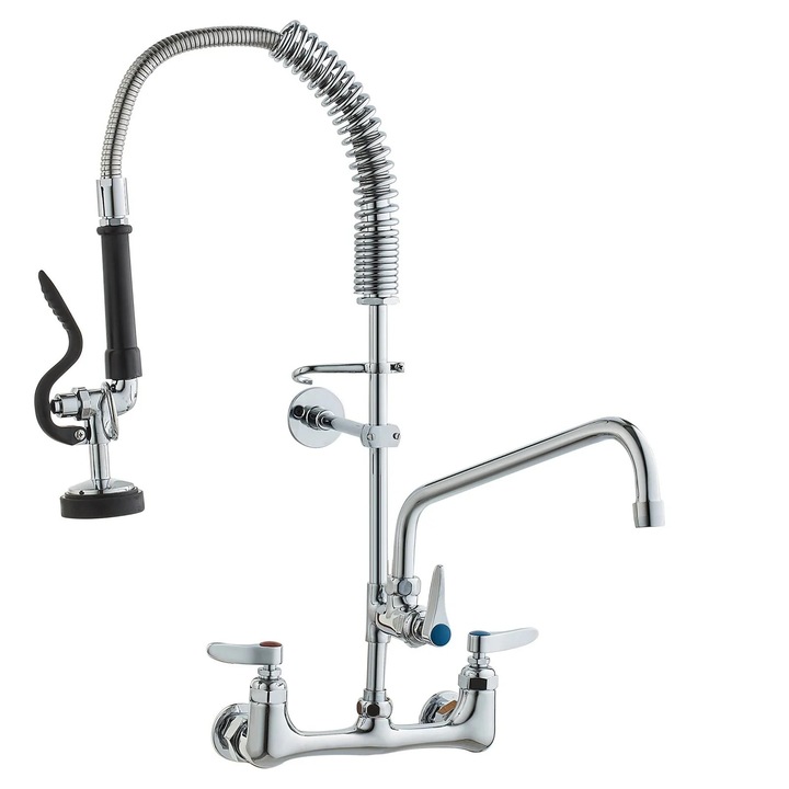 Konyhai csaptelep, fali, kettős vezérlés, magas nyomás, 47 hüvelyk, ezüst