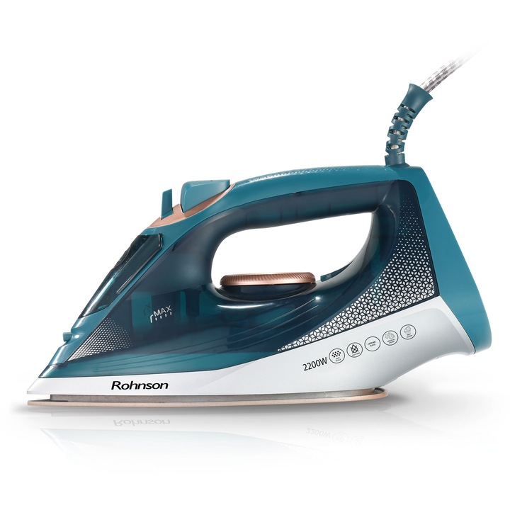 Fier de calcat Rohnson R356, talpa ceramica, 2200W, 350 ml, sistem anti-picurare si anti-calcar, sistem de auto-curatare, protectie impotriva supraincalzirii, cablu de alimentare flexibil rotativ la 360°