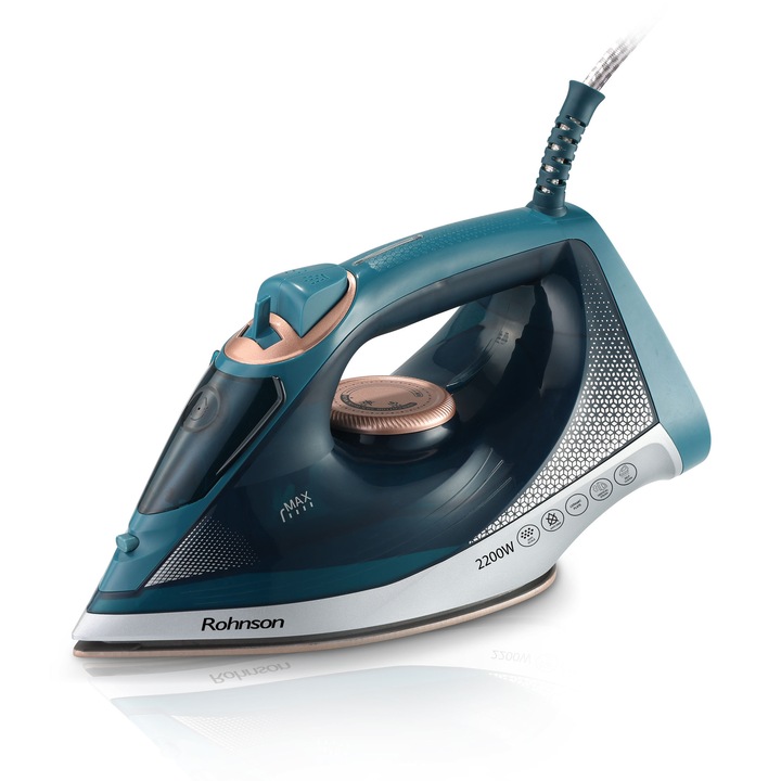 Fier de calcat Rohnson R356, talpa ceramica, 2200W, 350 ml, sistem anti-picurare si anti-calcar, sistem de auto-curatare, protectie impotriva supraincalzirii, cablu de alimentare flexibil rotativ la 360°