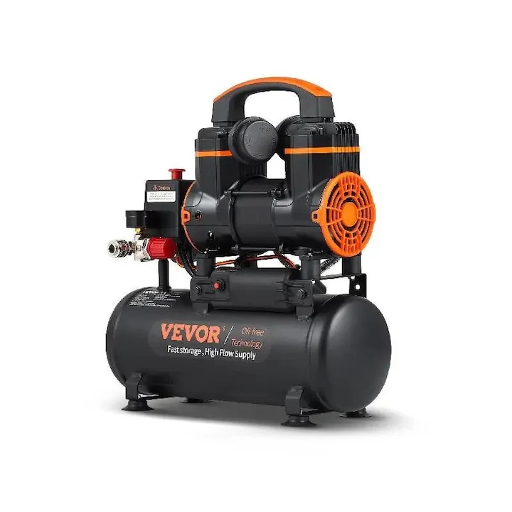 Csendes légkompresszor 1800 W, 35 literes, olajmentes, hordozható, csendes, fehér