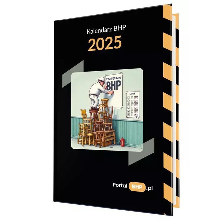 Kalendarz BHP 2025, WIEDZA I PRAKTYKA, 12 antystresowych kolorowanek, A4 formátum, 2 poszterrel A3 INGYENES