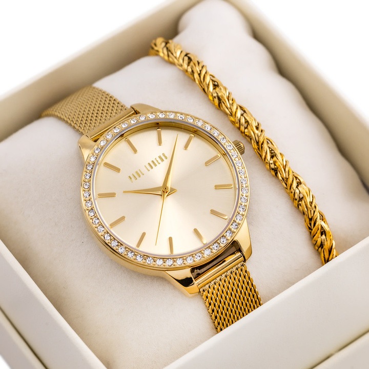 Set cadou dama - Paul Lorens, auriu, ceas si bratara