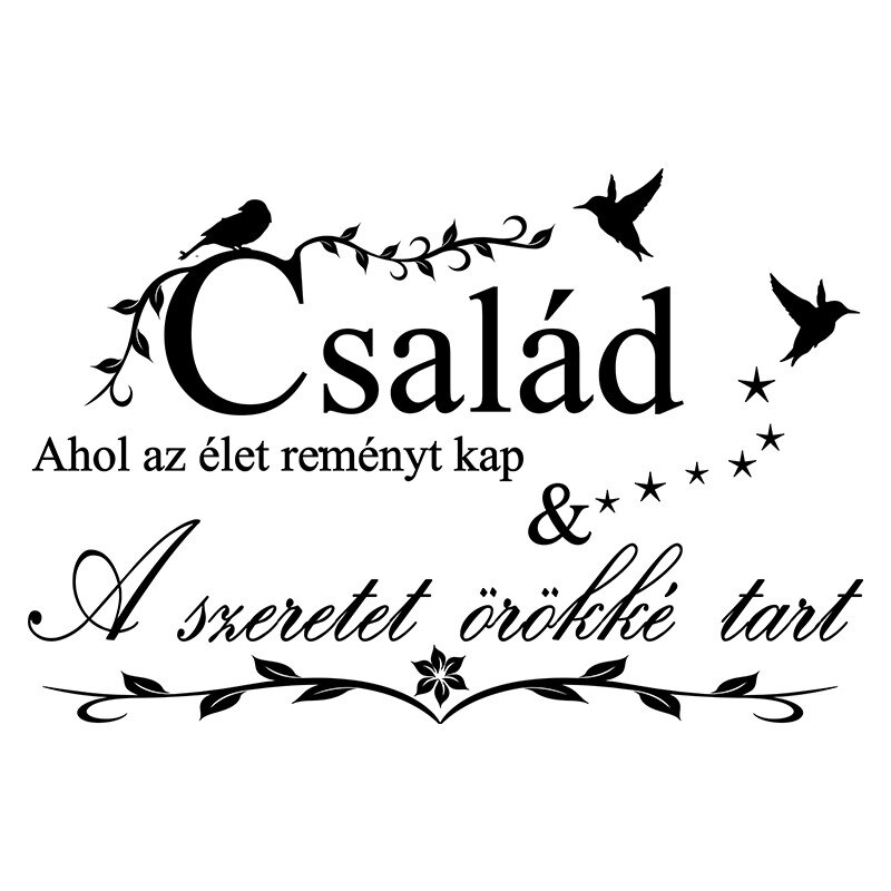 Sticker Decorativ - SMAER - Család - 60cm x 40cm - Negru