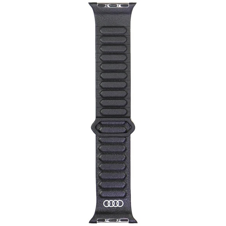 Каишка от естествена кожа Audi Logo с магнитно закопчаване за Apple Watch, черна, 40/41/42 мм