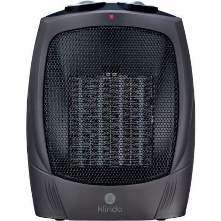 Aeroterma ceramica Klindo HeatAir 1800W, 3 Trepte, Termostat Reglabil, Functie Ventilator, Siguranta Anti Cadere, Portabil, Silentios, Negru