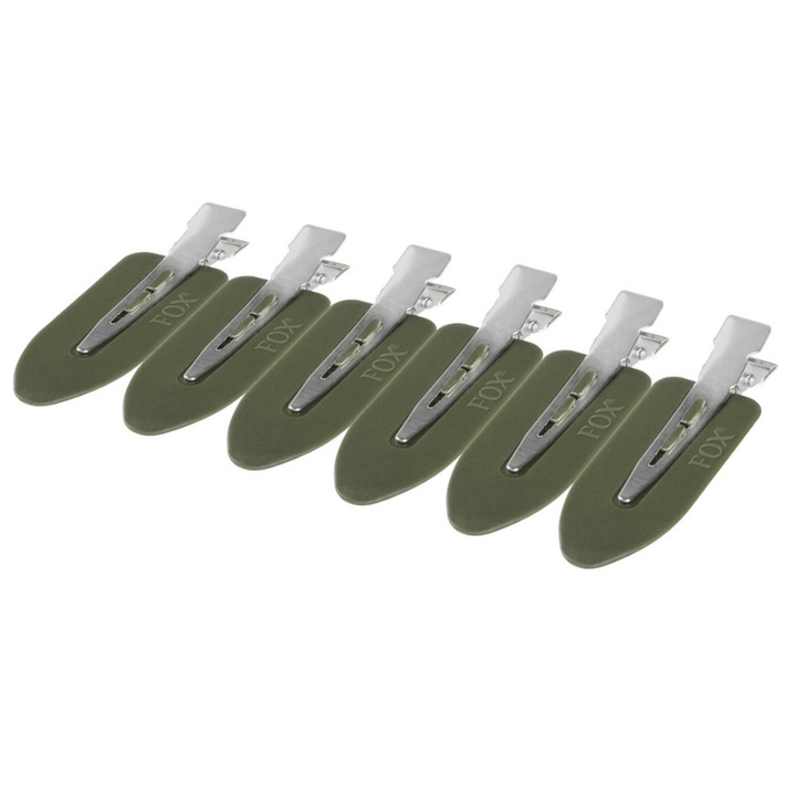 6 db-os nyomásmentes hajcsat készlet, FOX, olívazöld, 1,8 cm x 6 cm