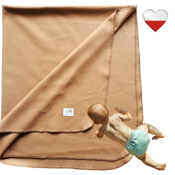NappiMe gyapjú takaró, Camel, 100x80cm, antiallergén, ideális babáknak