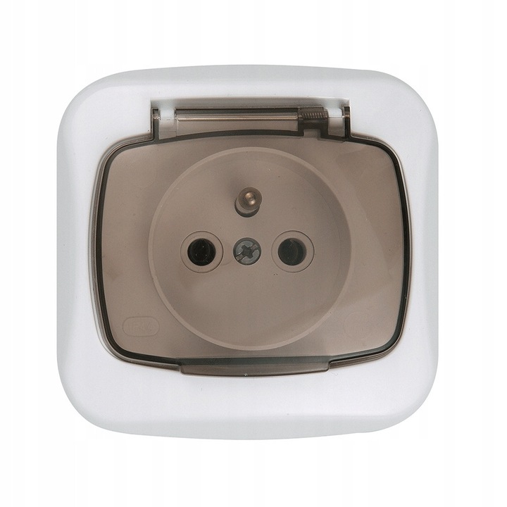 Montis SIMPLEX egyszerű elektromos aljzat földeléssel és füstfedéllel, fehér, 80.5x80.5x10mm