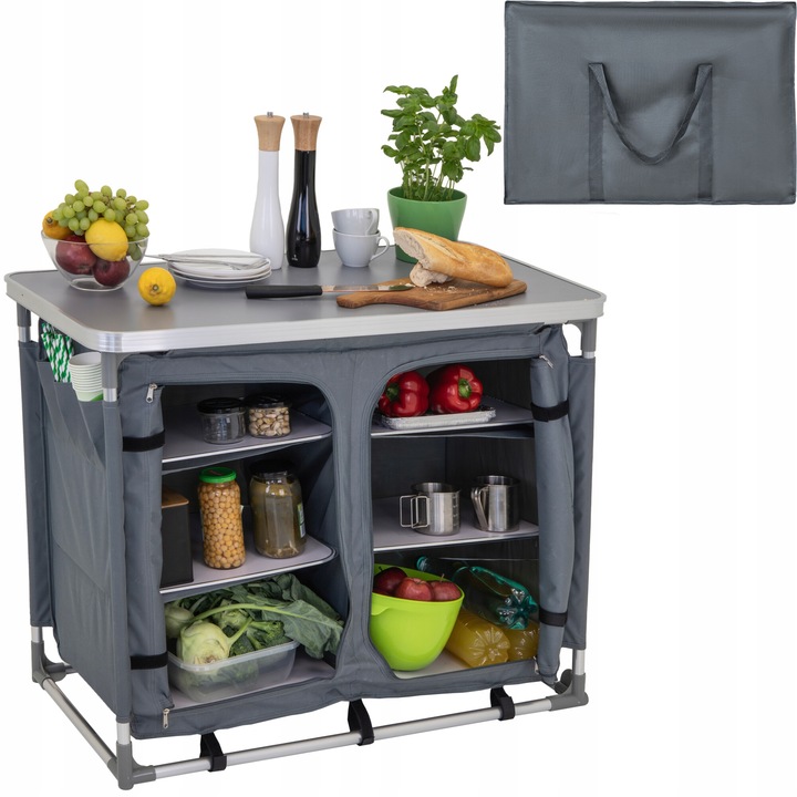 Mobilier camping, Jumi, 78x97x49cm, 100x50x10cm, gri