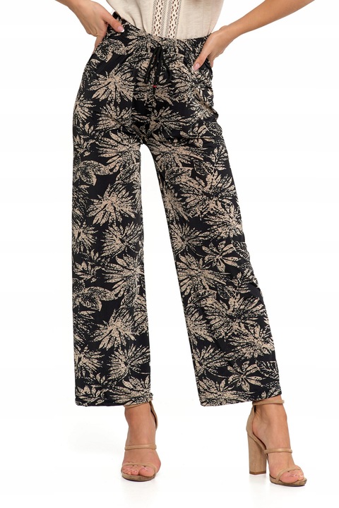 Női nadrág, Moraj, bő, fekete/bézs, poliészter elasztán