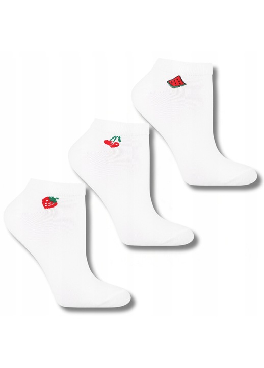 Set 3 perechi de sosete dama, Moraj, bumbac/poliamida, alb, 38-41 EU