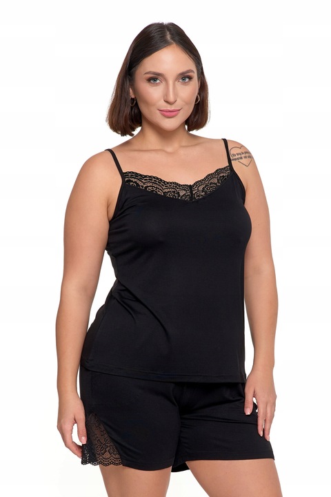 Дамска пижама, Moraj, къси панталони, черни, вискоза с еластан