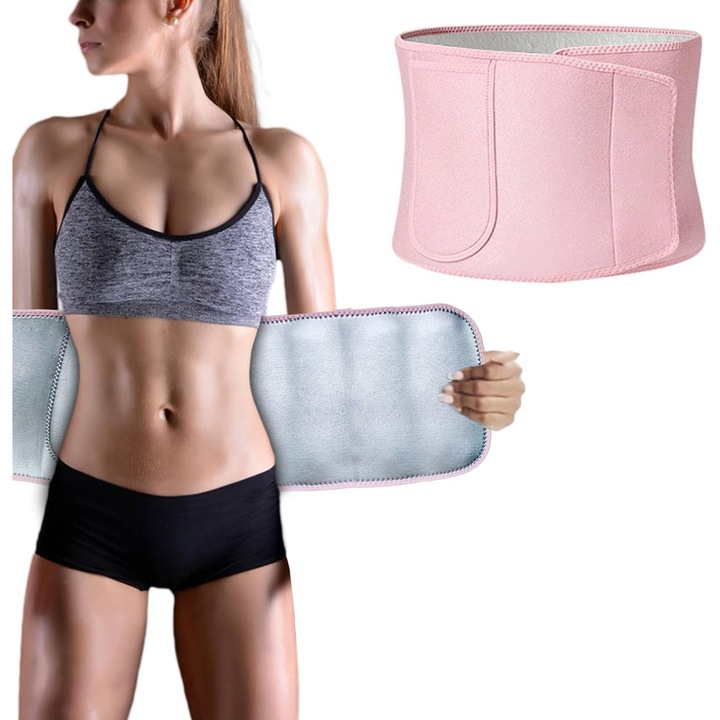 Derékformáló öv, uniszex, FomoX, karcsúsító fűző, izzasztóöv, hasöv, futó- és fitneszöv, rózsaszín