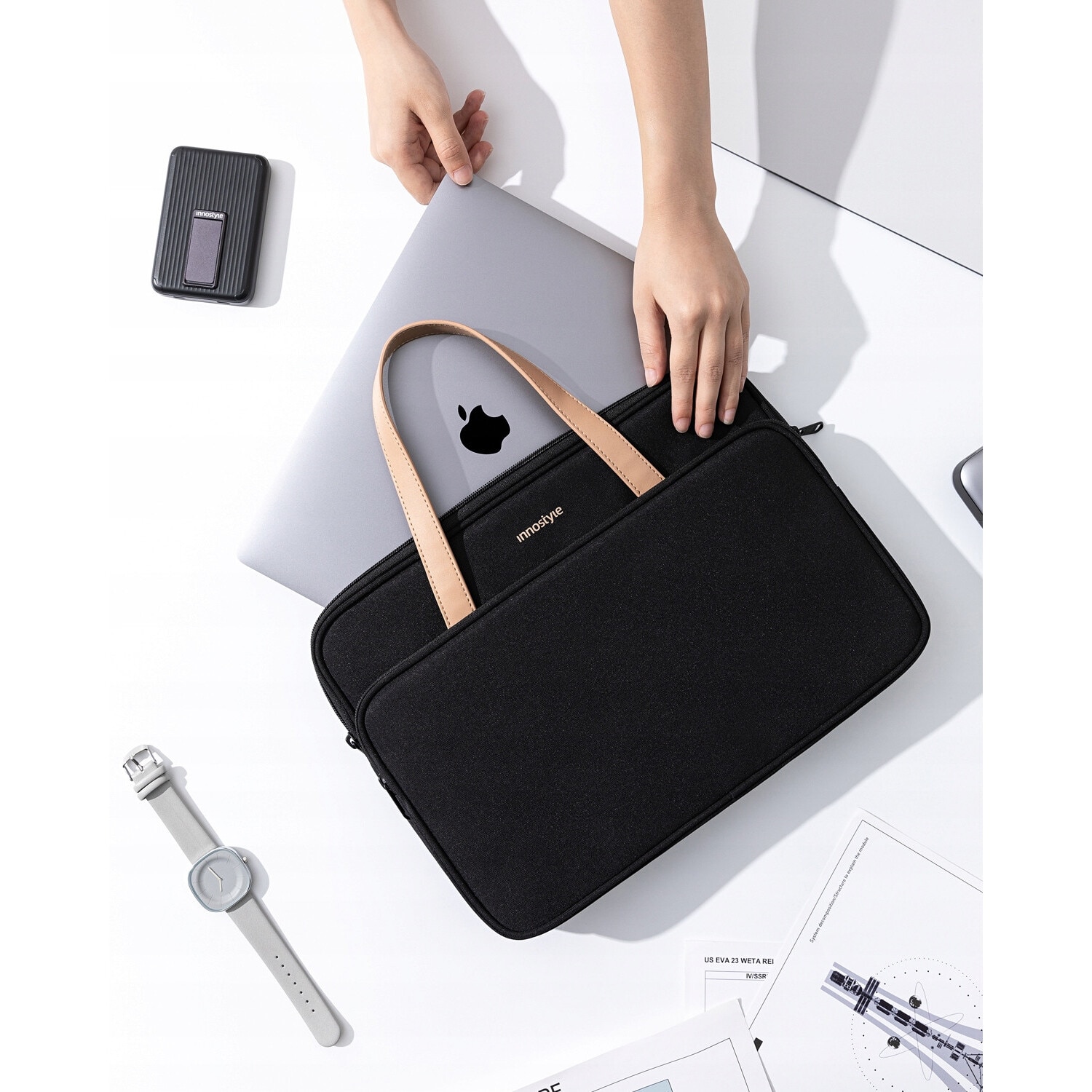 Geanta laptop Innostyle OmniProtect Pro, 16", waterproof, neagra, 40x28x6cm, set