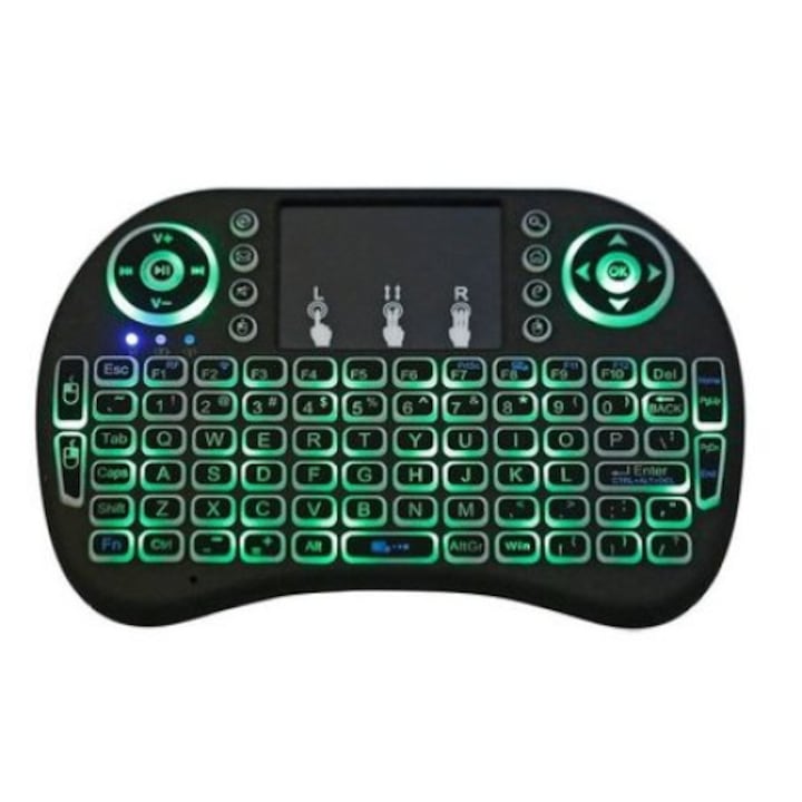 Mini tastatura wireless, iluminata in 3 culori cu touchpad compatibila PC, Android, Linux - Phuture®