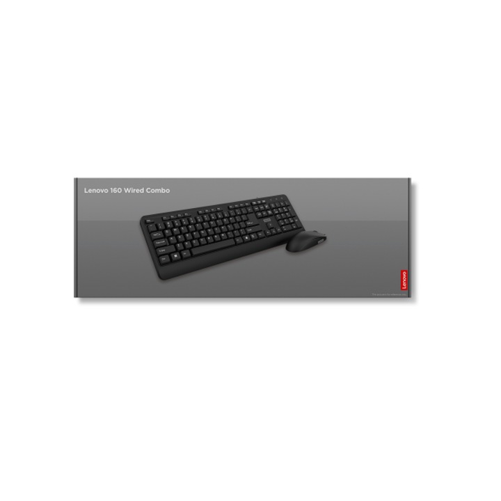 Set tastatura si mouse Lenovo 160 Combo, USB-A, negru