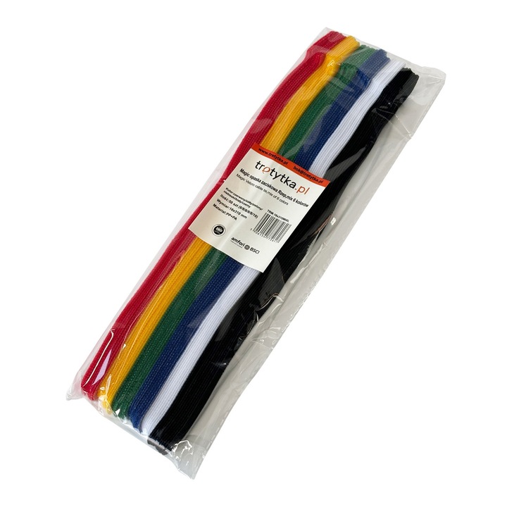 Set 18 clipsuri pentru cabluri, 16x310 mm, 6 culori diferite, reutilizabile