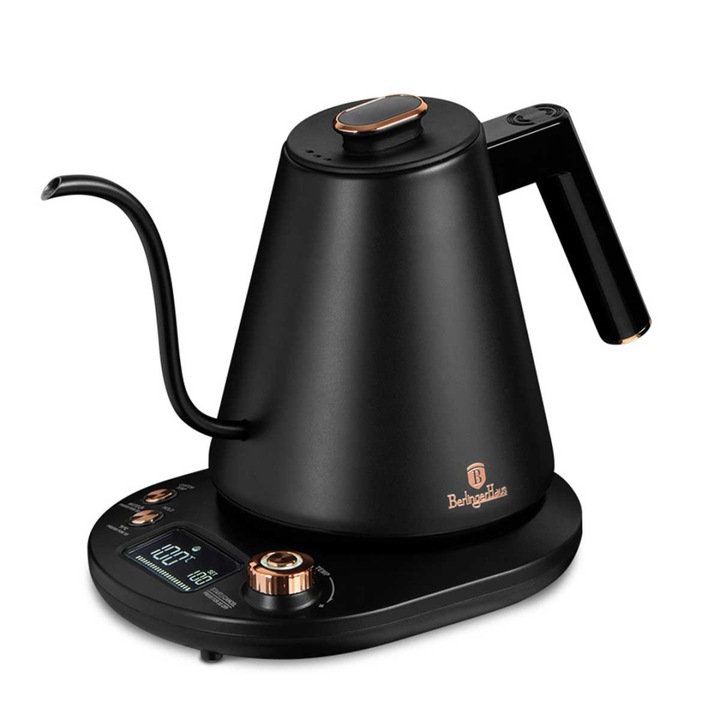 Berlinger Haus Black Rose elektromos vízforraló, 1L, matt fekete, hőmérséklet-szabályozás, melegen tartó