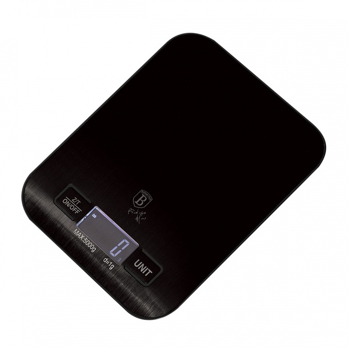 Cantar de bucatarie Berlinger Haus, Black Silver, 5kg, 1g, 18x14x1cm