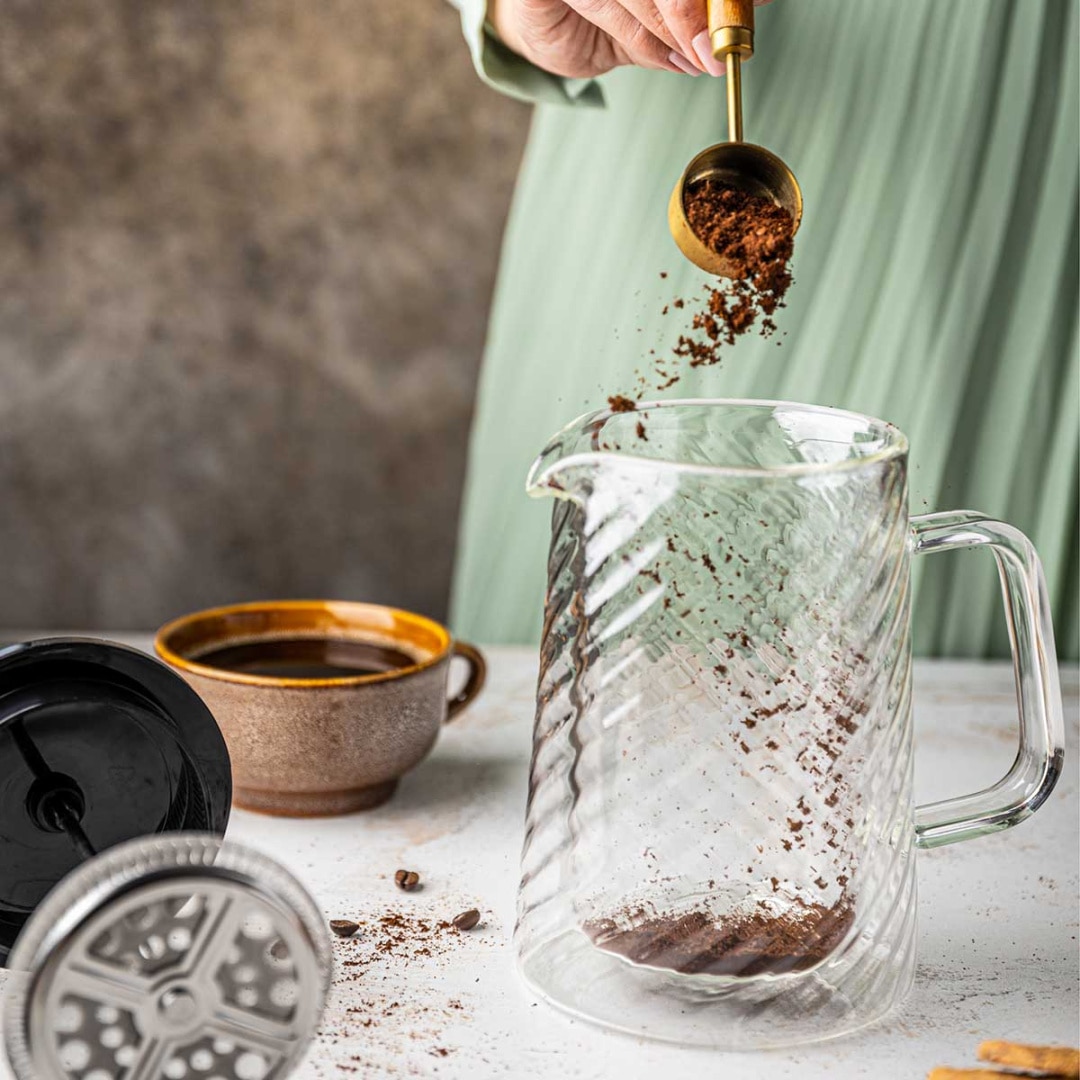 Cafetiere termica Klausberg, 1000ml, sticla borosilicata, inox, roz aurie, 13.8x21.8cm