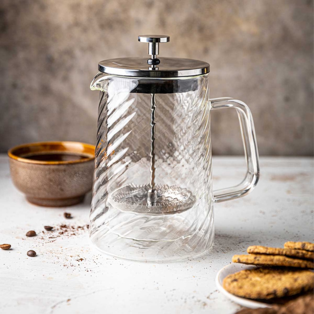 Cafetiere termica Klausberg, 1000ml, sticla borosilicata, inox, roz aurie, 13.8x21.8cm