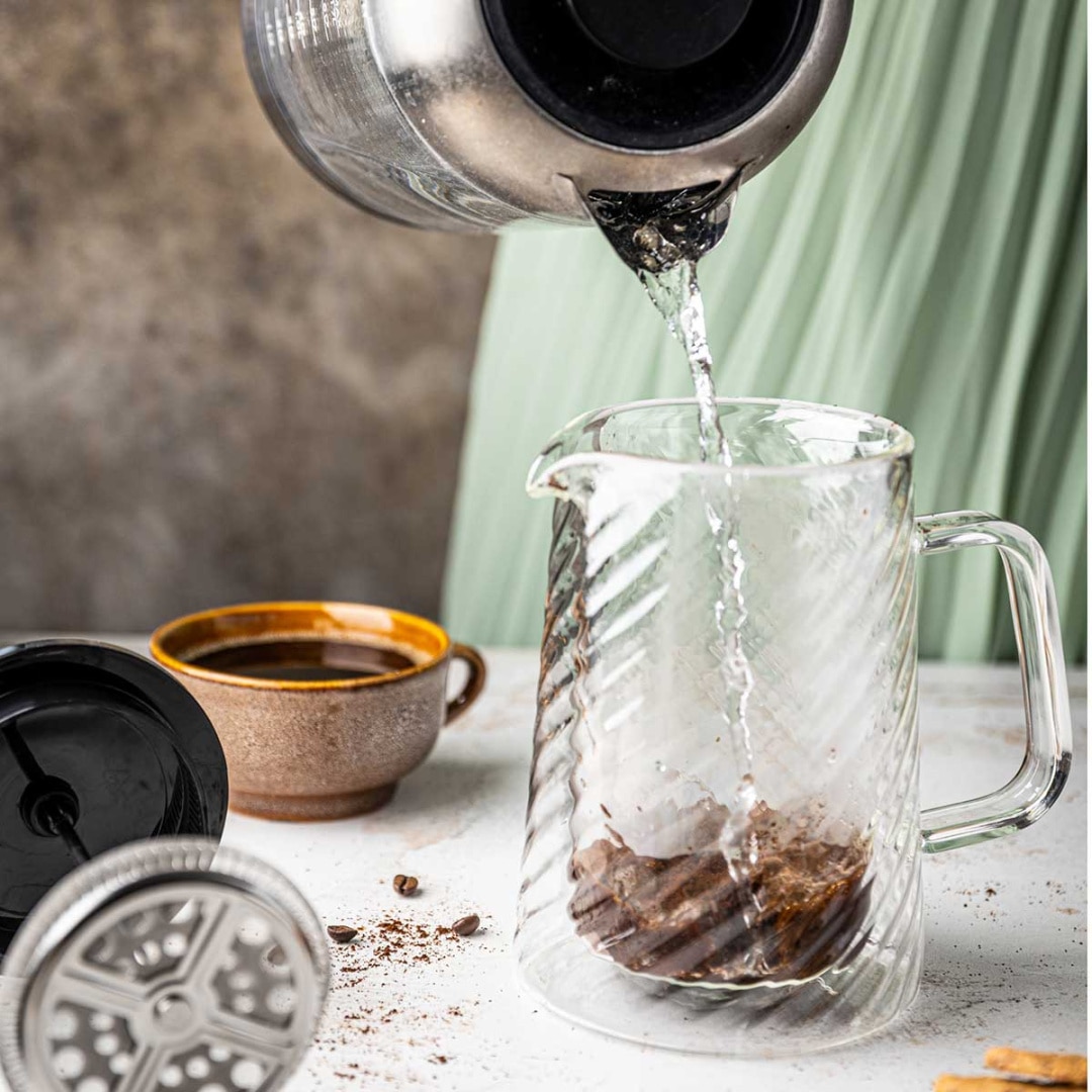 Cafetiere termica Klausberg, 1000ml, sticla borosilicata, inox, roz aurie, 13.8x21.8cm