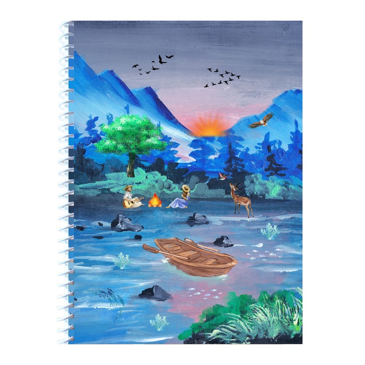 Caiet Studentesc cu Spirala, Foi veline, 100 File, A4, Albastru-Multicolor